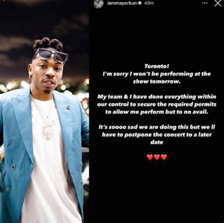
Mayorkun Cancels Concert In Canada (DETAILS) 
