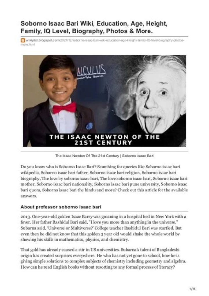 Soborno Isaac Bari Age, Birthday, Wikipedia, Who, Nationality, Biography